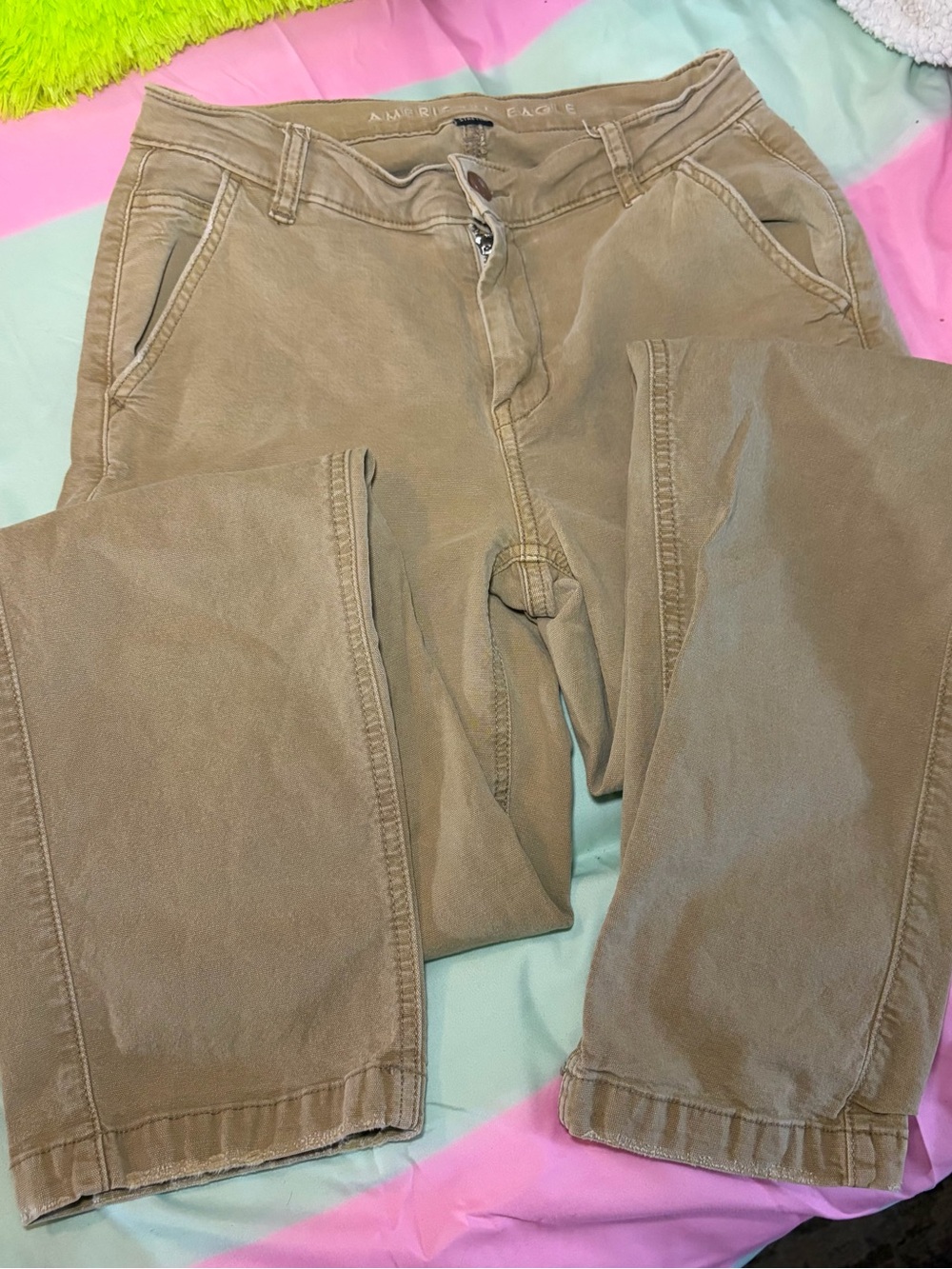 American Eagle Outfitters Khaki Cropped Ankle Pants - Neutral Tan